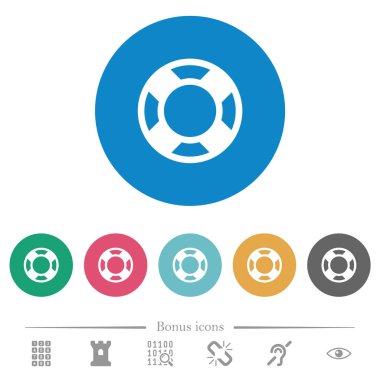 Cankurtaran düz beyaz simgeleri yuvarlak renkli arka planlar. 6 bonus simgeler dahil.