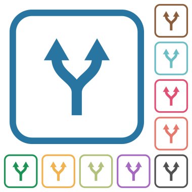 Kare kare beyaz arka plan üzerinde renkli basit simgeler yukarı Split okları yuvarlak