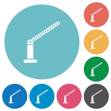 Bariyer düz beyaz simgeler yuvarlak renkli arka planlar üzerinde açılan