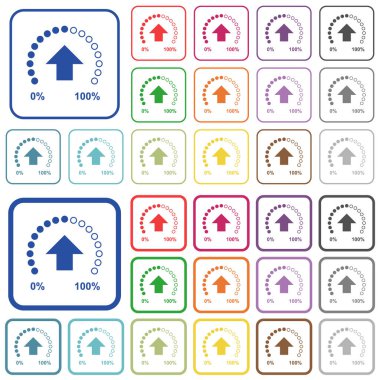 İlerleme renkte download yuvarlak kare kare düz simgeler. İnce ve kalın sürümleri dahil.