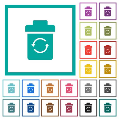 Düz renk simgeleri beyaz arka plan üzerinde çeyreği çerçevelerle undelete