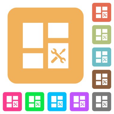 Gösterge tablosu Yuvarlatılmış kare canlı renkli arka planlar üzerinde düz simgeler araçları.