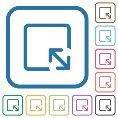 Nesne basit simgeler renk yuvarlak kare kare beyaz arka plan üzerinde yeniden boyutlandırma