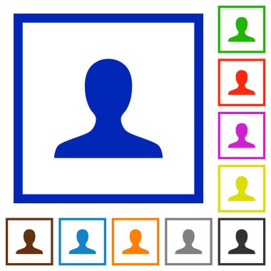 Kullanıcı avatar düz renk simgeleri beyaz arka plan üzerinde kare kare