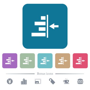 Yuvarlak renkli kare arka planlar üzerinde içerik beyaz düz simgelerin sağ girintiyi artırın. 6 bonus simgeler dahil