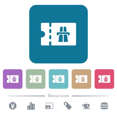 Otoyol ücreti indirim kupon düz simgeler renk üzerinde yuvarlak kare arka planlar