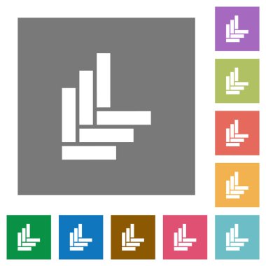 Parquet pattern flat icons on simple color square backgrounds