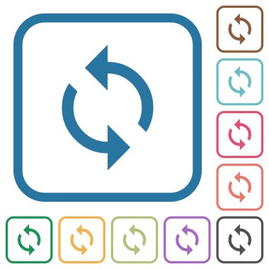 Yuvarlak kare kare beyaz arka plan üzerinde renkli döngü basit simgeler programlama