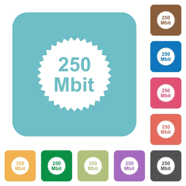250 Mbit Garantie Sticker Wit Plat Pictogrammen Kleur Afgerond Vierkant — Stockvector