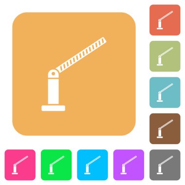 Açılan bariyer düz simgeleri yuvarlak kare canlı renkli arka planlar.