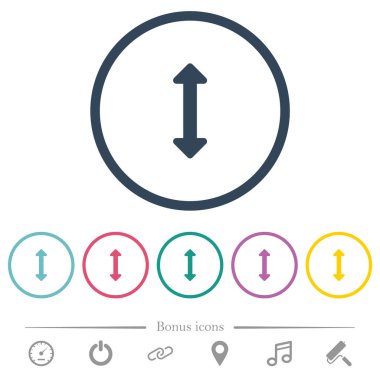 Yuvarlak anahatları dikey düz renk simgeleri yeniden boyutlandırın. 6 bonus simgeler dahil.