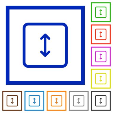 Kare kare beyaz arka plan üzerinde nesne yüksekliği düz renk simgeleri ayarlamak