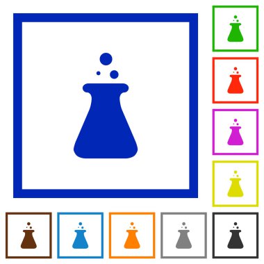 Kare kare beyaz arka plan üzerinde Laboratuvar düz renk simgeleri