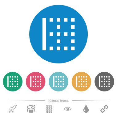 Sol kenarlık düz beyaz simgeleri yuvarlak renkli arka planlar. 6 bonus simgeler dahil.