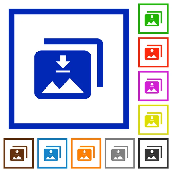 Télécharger Plusieurs Images Des Icônes Plates Couleurs Dans Des Cadres — Image vectorielle