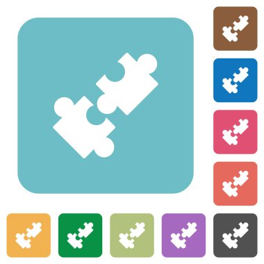 İşbirliği beyaz düz simgeler renk üzerinde yuvarlak kare arka planlar