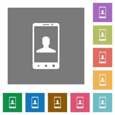 Basit renk kare arkaplanlarında düz simgeler