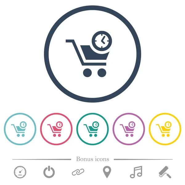 Anlık satınalma düz renkli simgeler yuvarlak özetliyor. 6 bonus simgeler dahil.