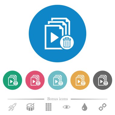 Yuvarlak renkli arka planlar tüm çalma düz beyaz simgeleri silin. 6 bonus simgeler dahil.