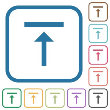 Dikey hizalama yuvarlak renkli kare kare beyaz arka plan üzerinde en iyi basit simgeler