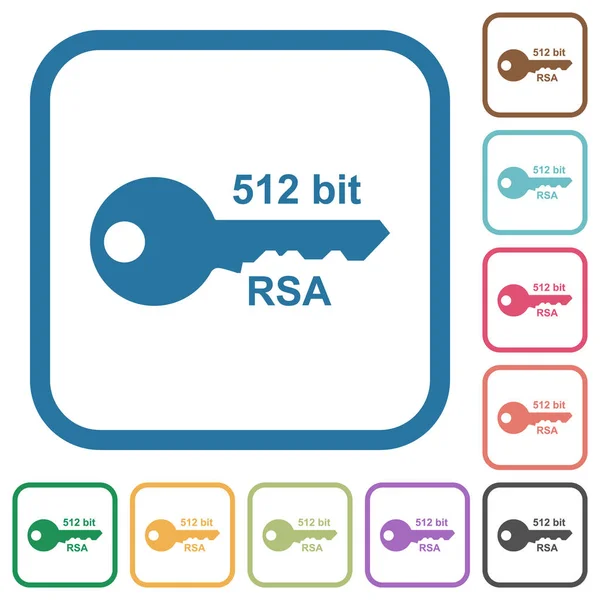 Cryptage Rsa 512 Bits Icônes Simples Dans Des Cadres Carrés — Image vectorielle