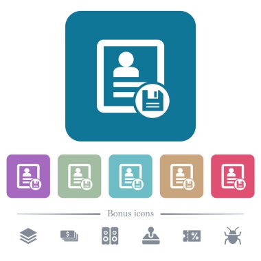 Kişi değişiklikleri Kaydet'i kare arka planlar renk beyaz düz simgeleri yuvarlanır. 6 bonus simgeler dahil