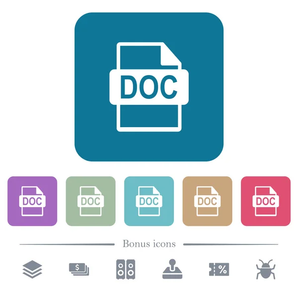 Format Fichier Doc Icônes Plates Blanches Sur Fond Carré Arrondi — Image vectorielle