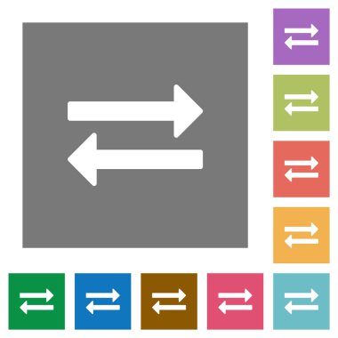 Basit renkli kare arka planlar üzerinde Exchange düz simgeler