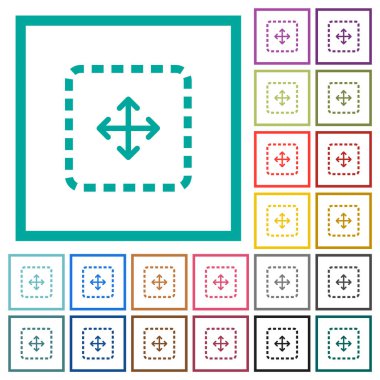 Nesne düz renk simgelerini çeyreği çerçeveler ile beyaz zemin üzerine sürükleyin