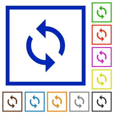 Kare kare beyaz arka plan üzerinde programlama döngü düz renk simgeleri