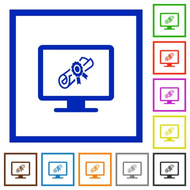 Beyaz arka plan üzerinde kare kare monitör düz renk simgelerini Webinar