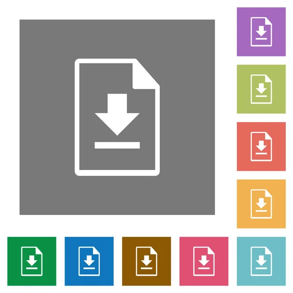 在简单的颜色正方形背景上下载文档平面图标 — 图库矢量图片