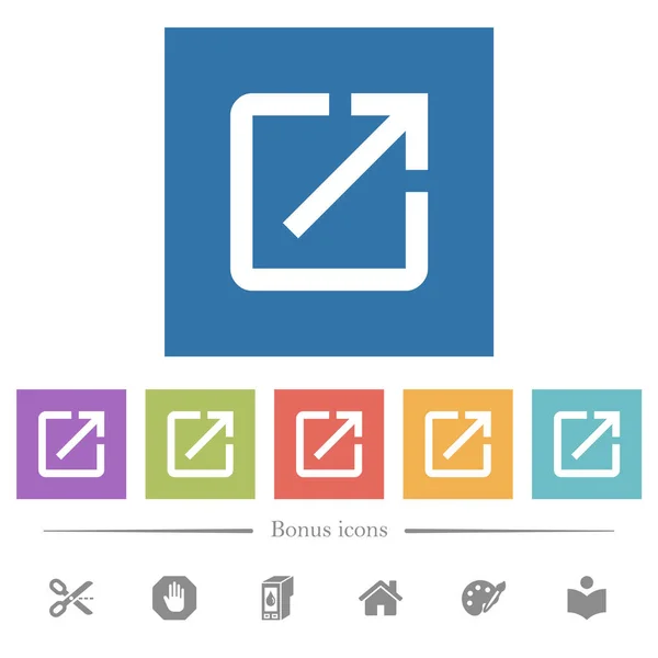Abrir Nova Janela Plana Ícones Brancos Fundos Quadrados Ícones Bônus —  Vetores de Stock