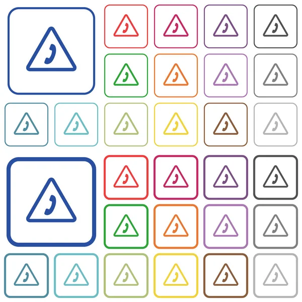 Segélyhívás Színes Lapos Ikonok Lekerekített Négyzet Alakú Keretek Vékony Vastag — Stock Vector