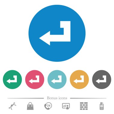 Anahtar düz beyaz simgeler yuvarlak renkli arka planlar üzerinde geri. 6 bonus simgeler dahil.