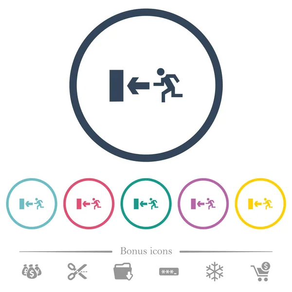 Sortie Signe Des Icônes Couleur Plate Dans Les Contours Ronds — Image vectorielle