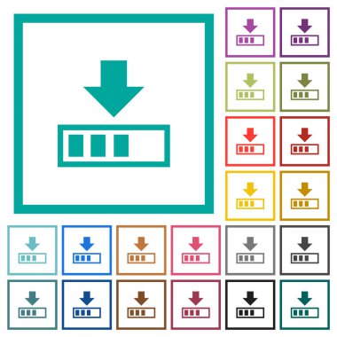 İlerleme sürecinde beyaz arkaplanda çeyrek çerçeveli düz renk simgeleri indir