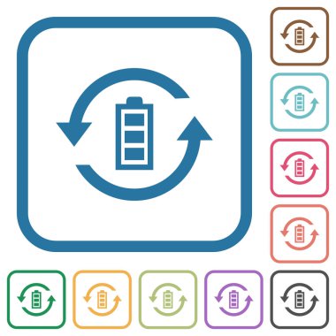 Yenilenebilir enerji basit simgeler renkli kare kare beyaz arka plan üzerinde yuvarlak