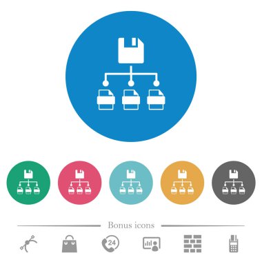 Dosyayı yuvarlak renk arkaplanındaki düz beyaz simgeler olarak kaydet. 6 bonus simgesi dahil.