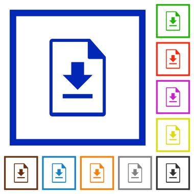 Download dosya düz renk simgeleri beyaz arka plan üzerinde kare kare