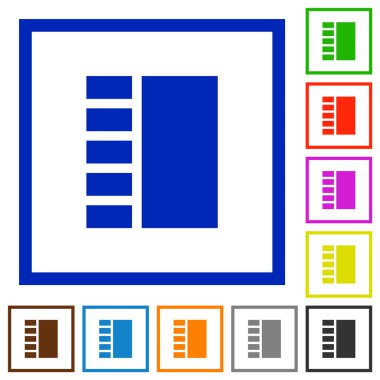 Kare kare beyaz arka plan üzerinde dikey sekmeli düzen düz renk simgeleri
