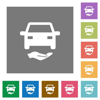 Araba sigorta düz simgeler basit kare arka planlar renk
