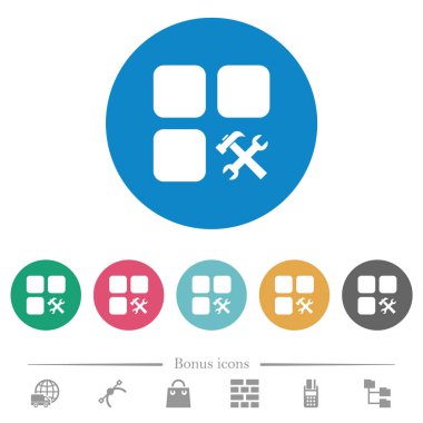 Bileşen araçlarını düz yuvarlak simgeler