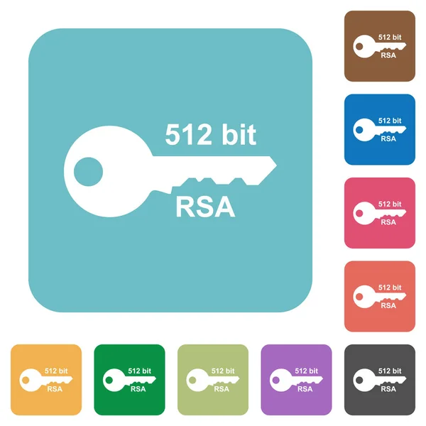 512 bit rsa criptografia arredondada ícones planos quadrados — Vetor de Stock