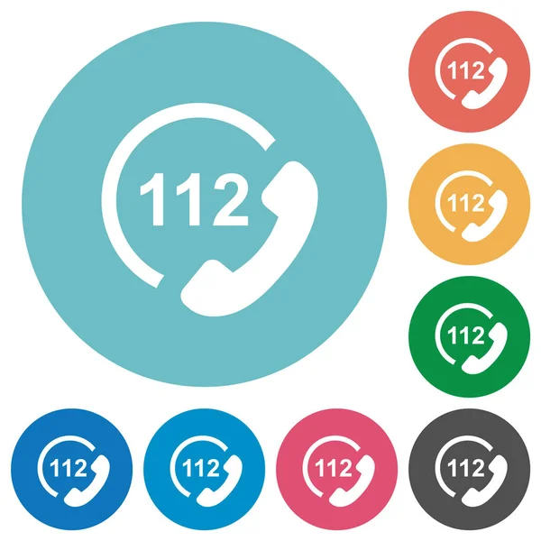 Llamada de emergencia 112 iconos redondos planos — Vector de stock