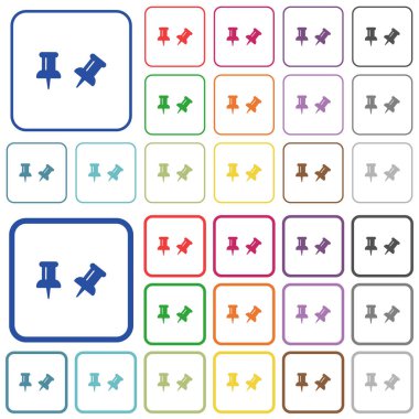 Geçiş PIN düz renk simgeleri özetlenen