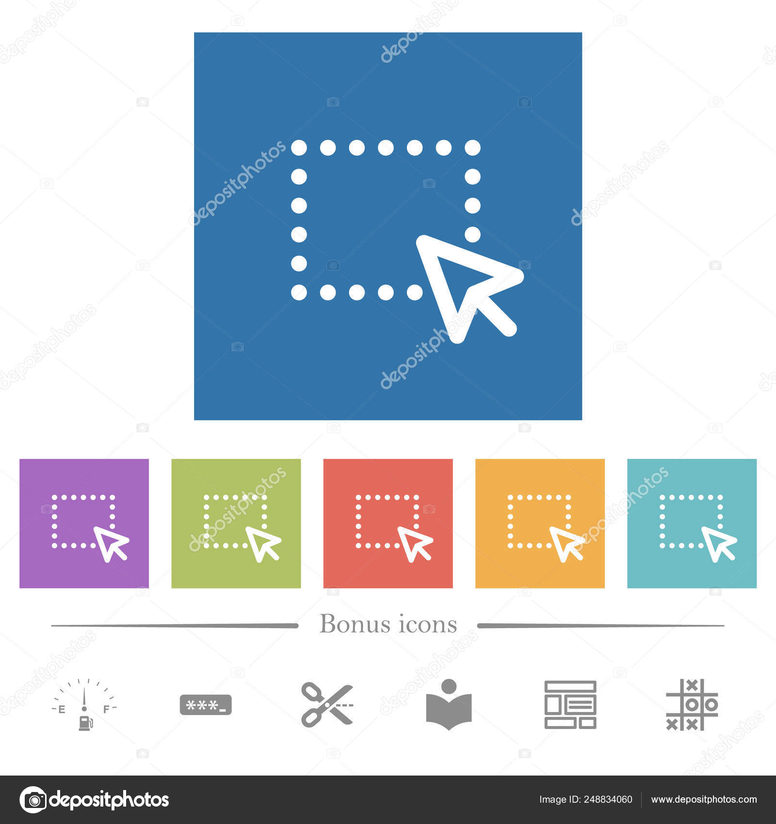 Drag and drop operation flat white icons in square backgrounds Stock