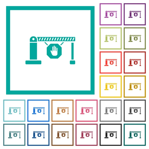 ZAMKNIĘTA barierę z znak stop płaski kolor ikony z ramkami kwadrantem — Wektor stockowy