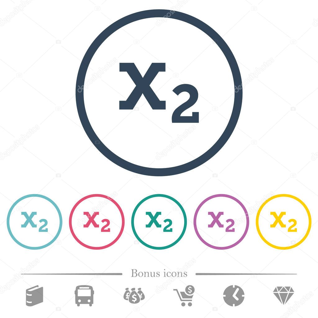 Subscript flat color icons in round outlines