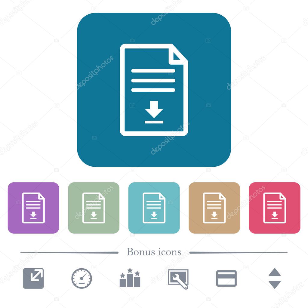Download document flat icons on color rounded square backgrounds